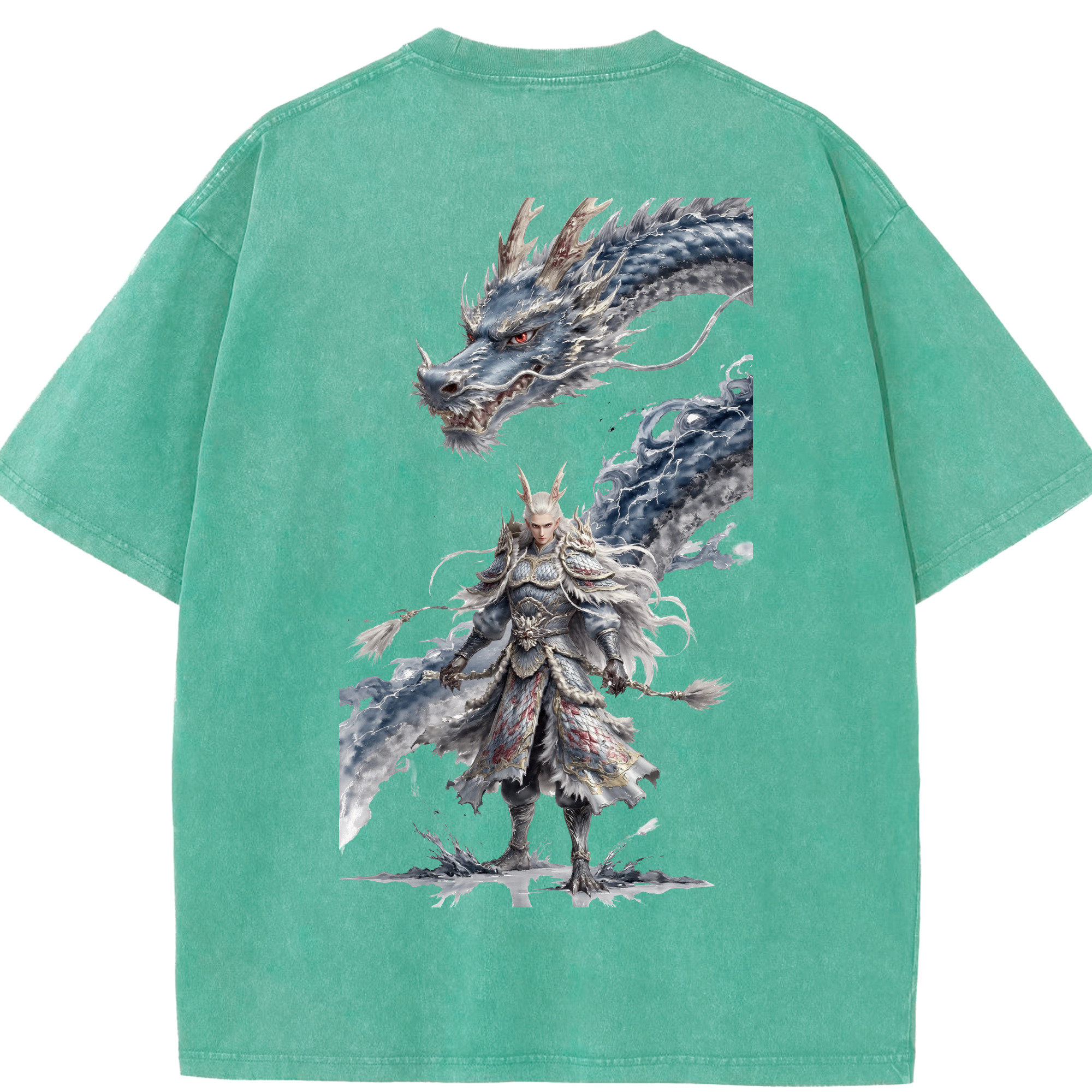 （画像用） Ne Zha 2 ナタ 魔童の大暴れ 綿100% ヴィンテージ風 半袖Tシャツ（背面プリント）